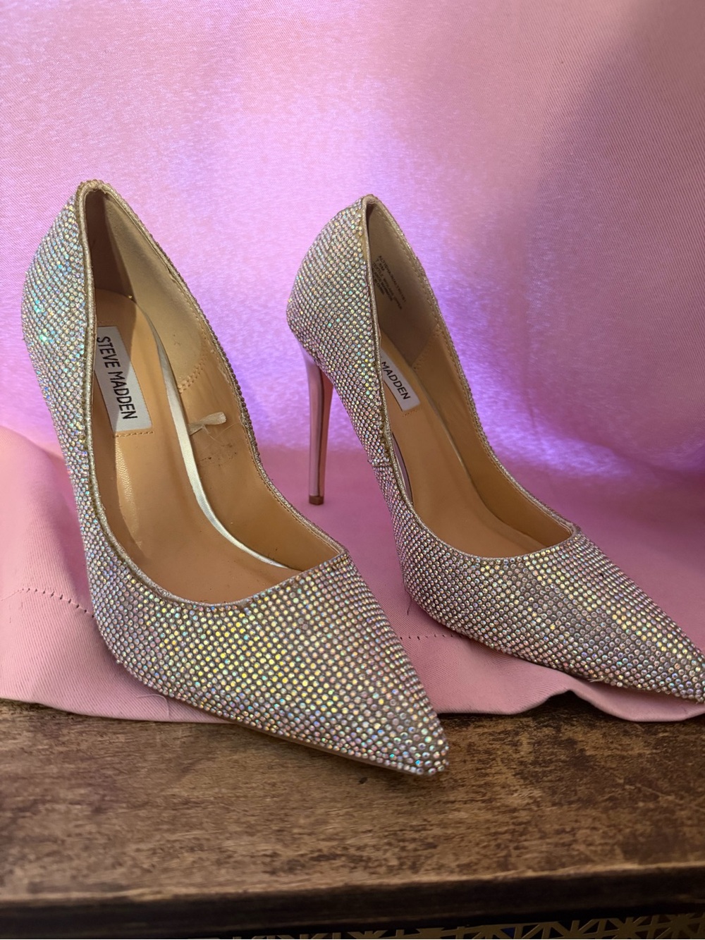 Steve Madden Iridescent Crystal Pointed-Toe Stiletto Pumps - Pink